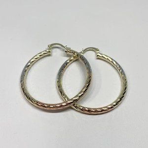 Tricolor Hoops, Gold Jewelry, Gold Filled Earrings, Pantallas